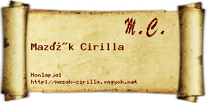 Mazák Cirilla névjegykártya